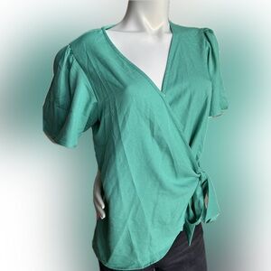 NWT Women’s Willow Root‎ short sleeve lightweight wrap shirt with tie - XL